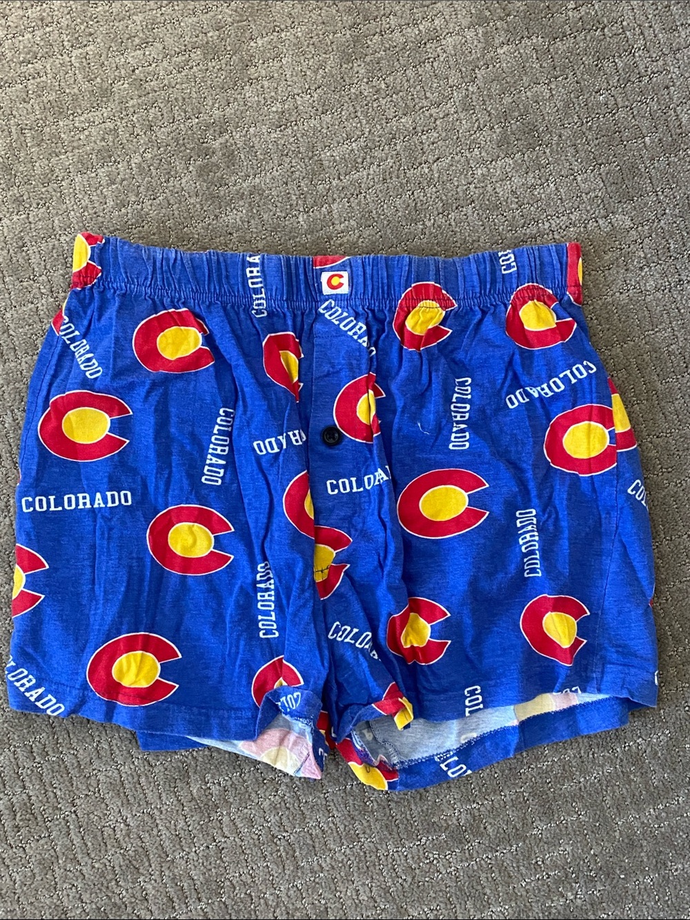Colorado Print Blue Men's Boxer Shorts with Team Emblem